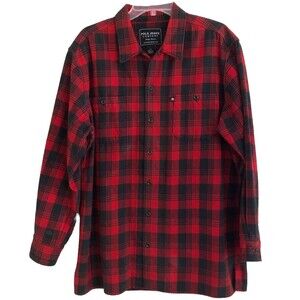 Polo Ralph Lauren Flannel Shirt Mens Size M Heavy Cotton Buffalo Plaid Cabincore